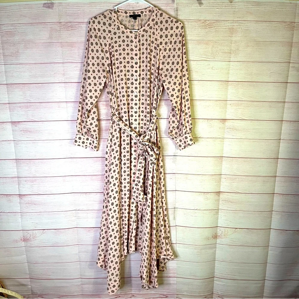 J. Crew Handkerchief Medallion‎ Print Hem Belted Shirt Dress Size XS